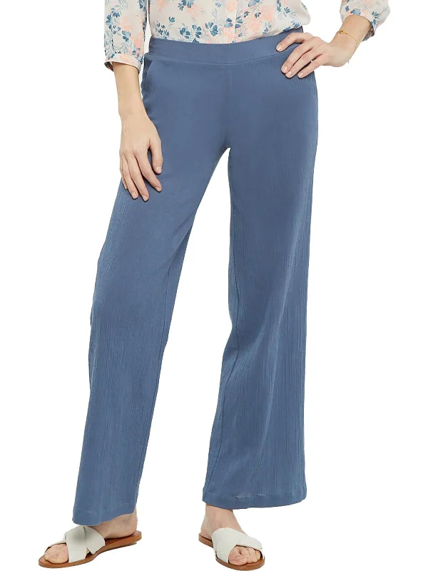 Womens Cotton Pull On Straight Leg Pants