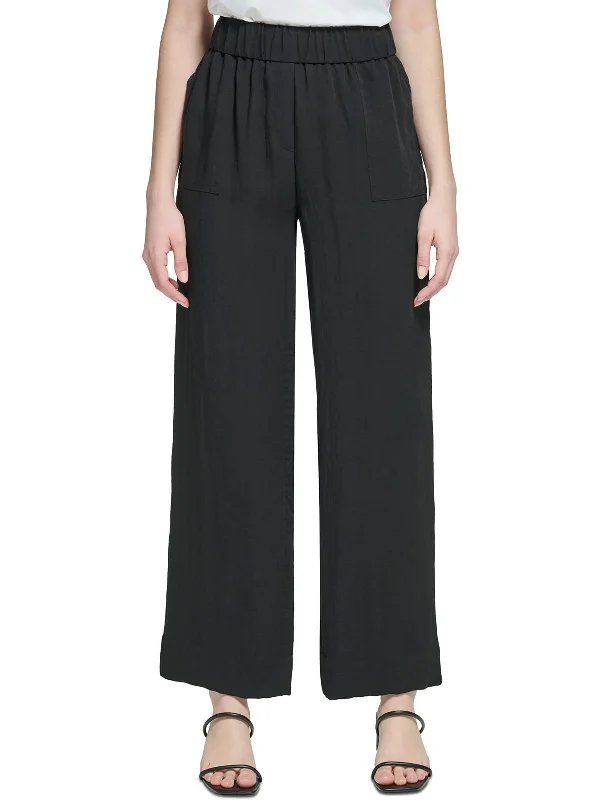 Womens High Rise Stretch Wide Leg Pants